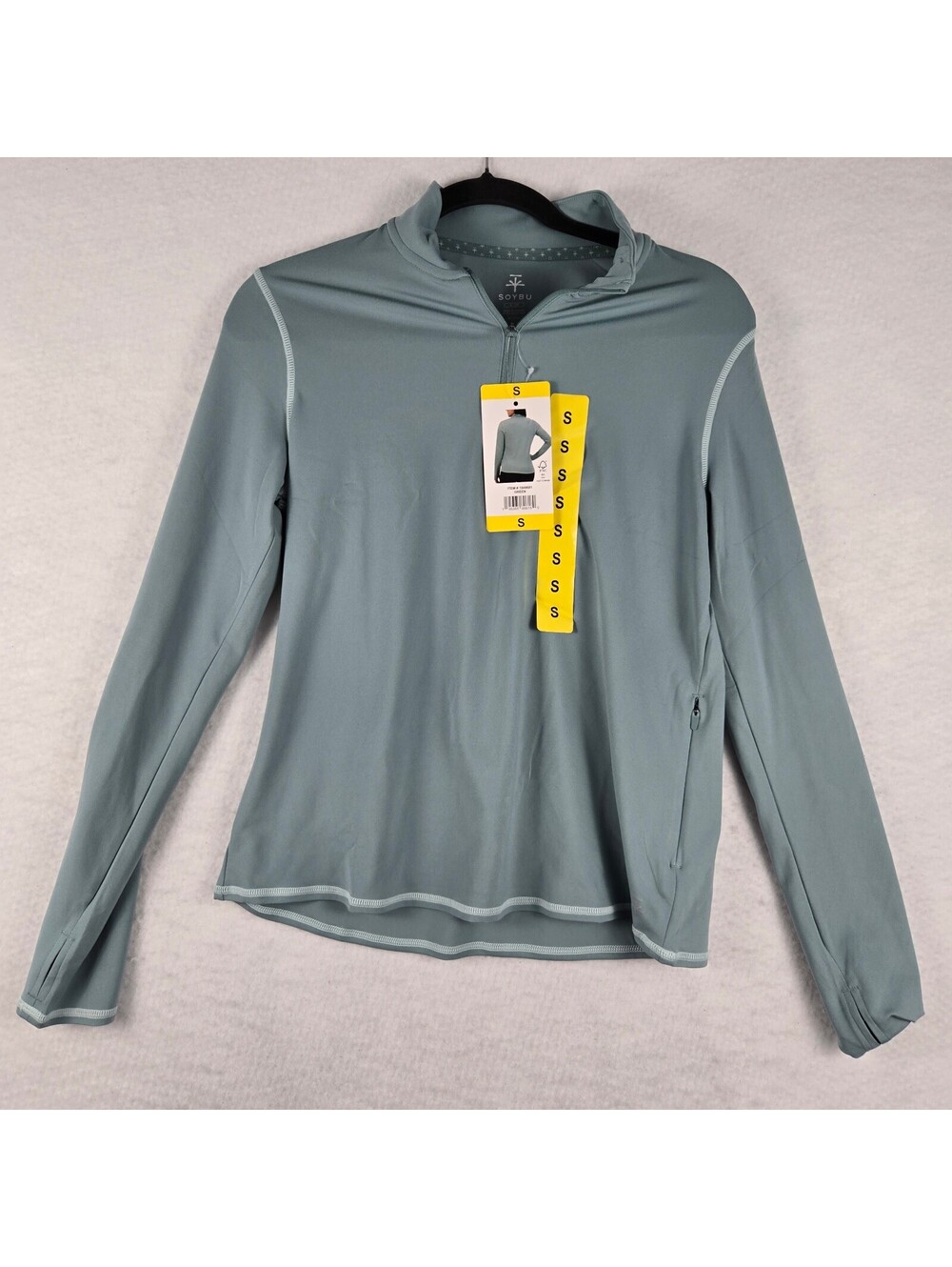 Soybu Women's Athletic Quarter Zip Pullover Light Blue Size Small Thumbholes